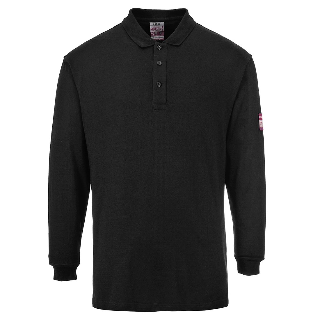 Polo manches longues Modaflame bleue/gris/ noir